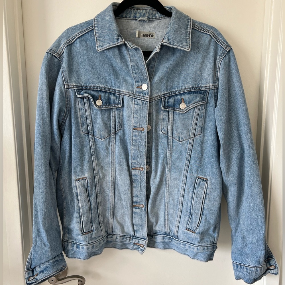 TOPSHOP oversized moto denim jacket